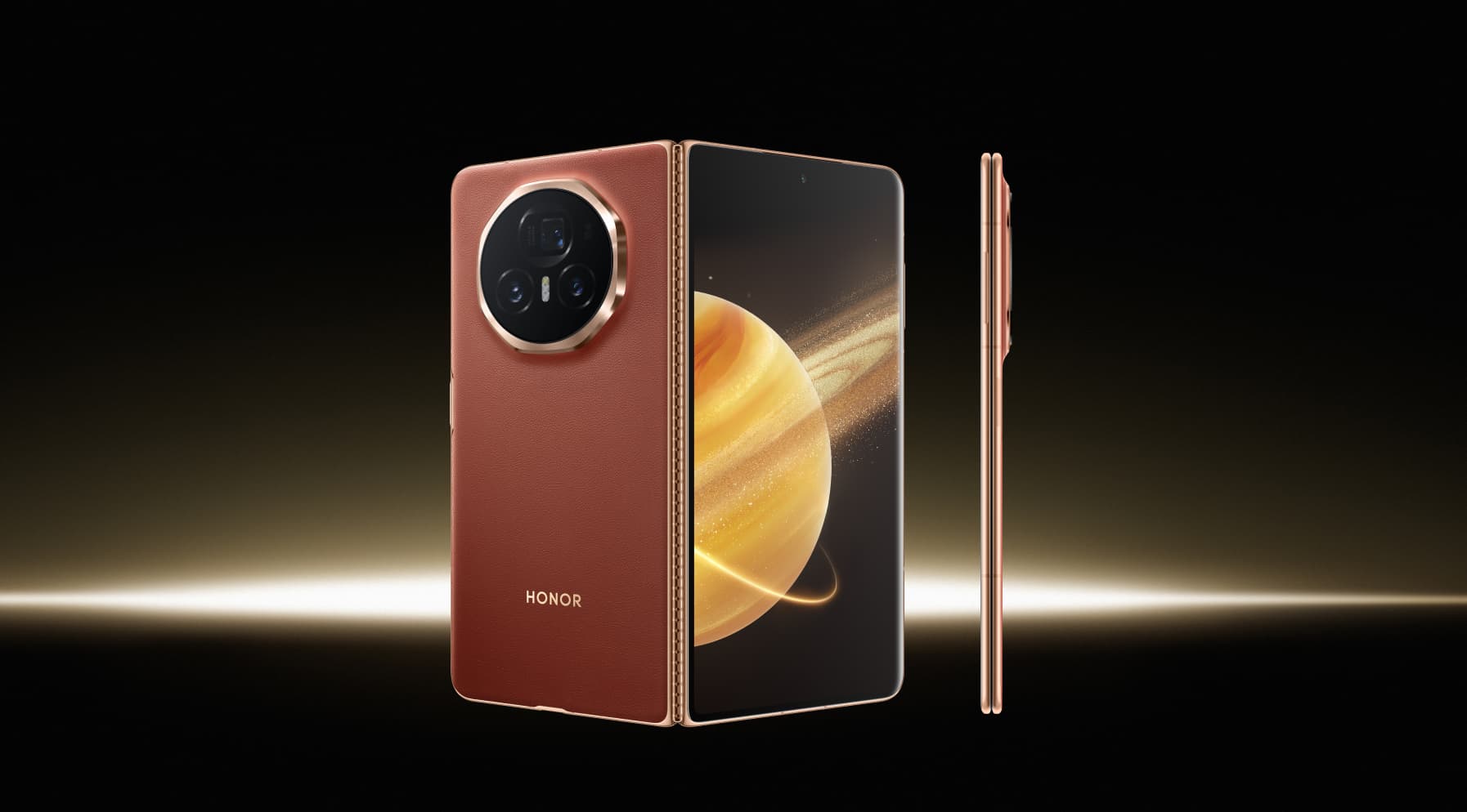 Honor Magic V3 en brun rougeâtre