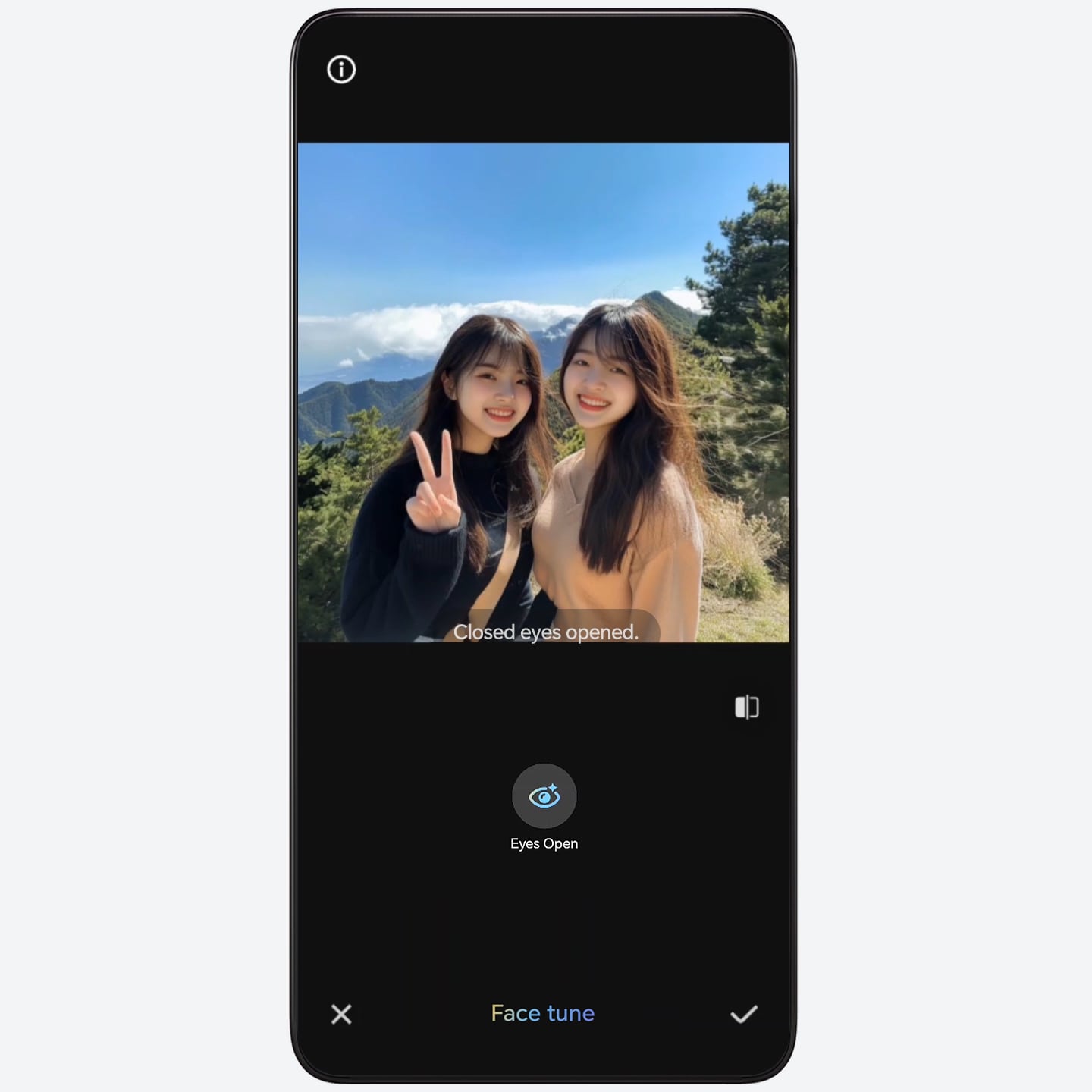 AI Face Tune, perfect group photos guaranteed.