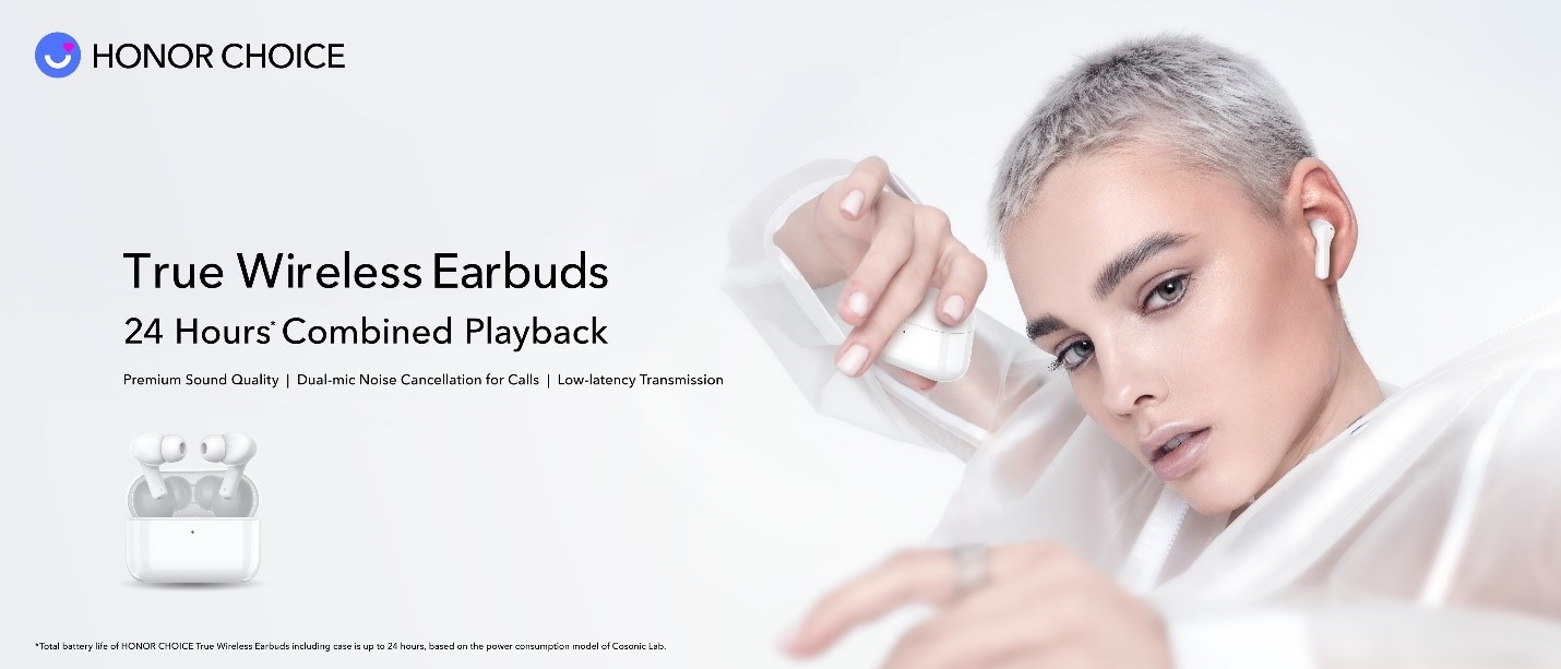 HONOR esittelee uusimmat täyslangattomat kuulokkeensa – True Wireless Earbuds (TWS) -kuulokkeet tarjoavat huippuluokan äänentoistoa ja jopa 24 tunnin kuuntelukokemuksen