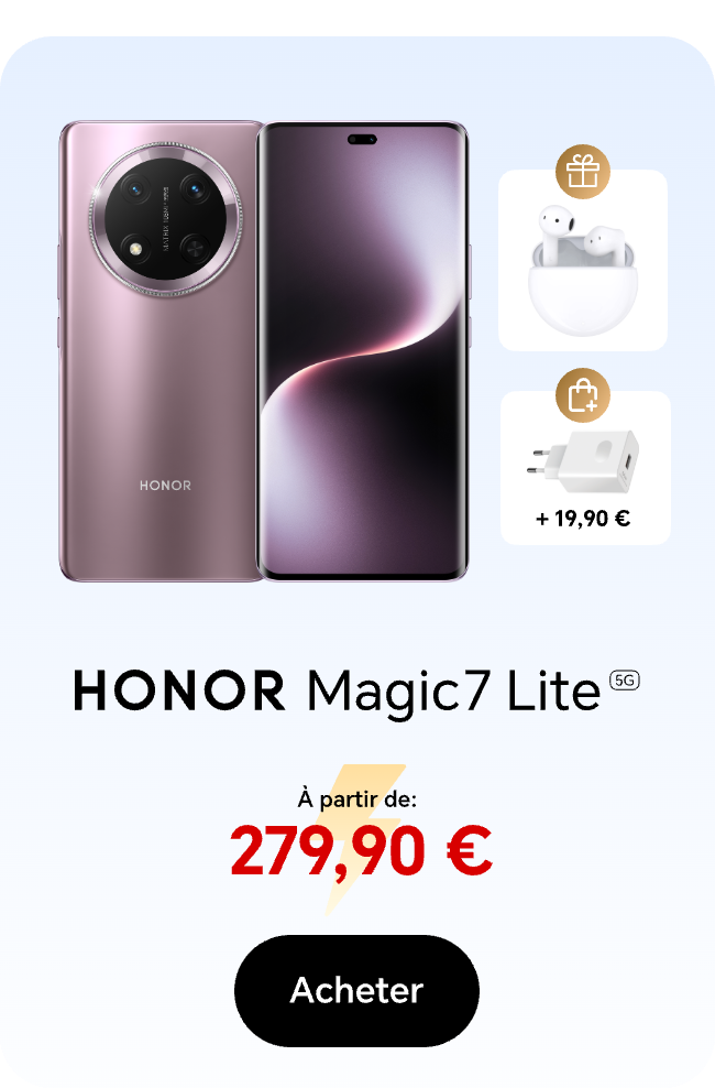 HONOR Magic7 Lite Offres de Noël，À partir de 279,90€