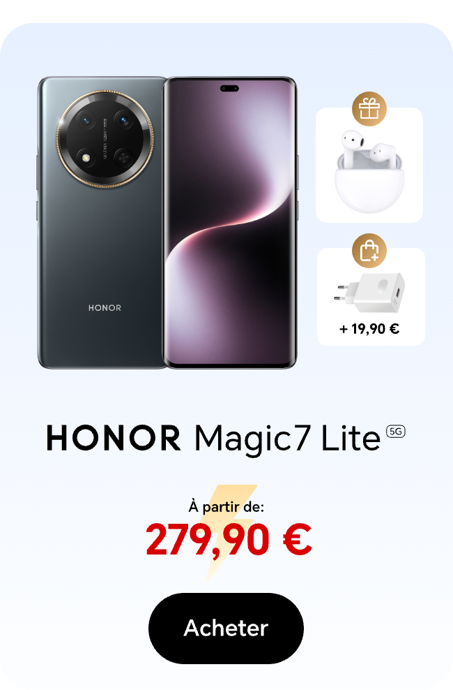 HONOR Magic7 Lite Offres de Noël，À partir de 279,90€