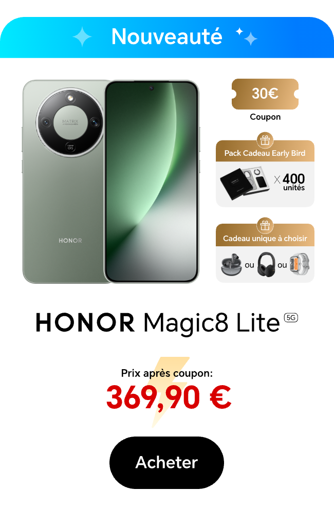 HONOR Magic8 Lite Prix après coupon 369,90€