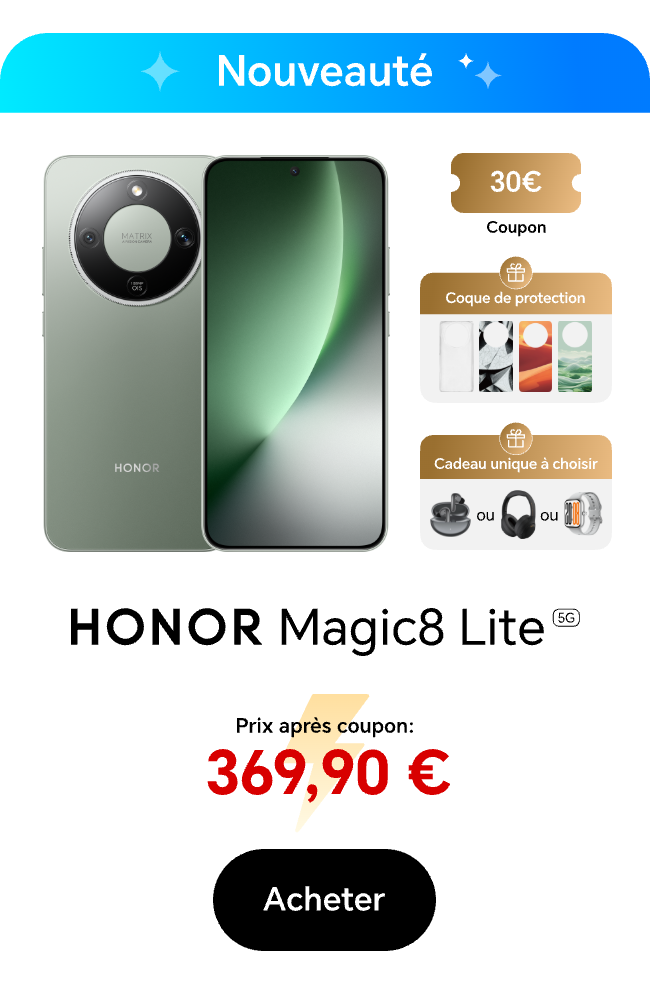 HONOR Magic8 Lite Prix après coupon 369,90€
