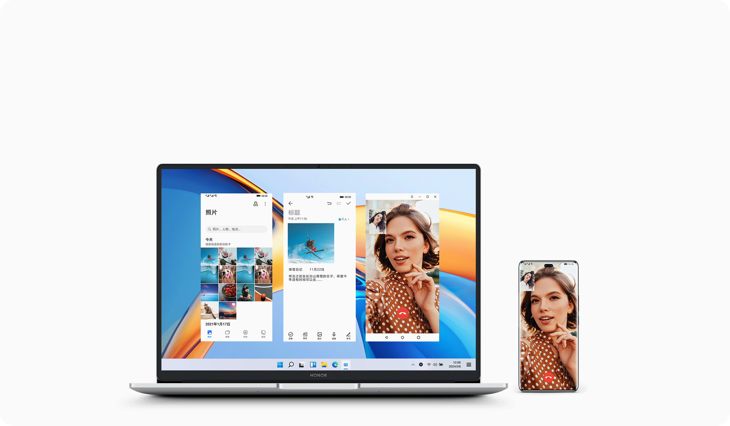 Laptop & Mobile Phone Collaboration, Multi-window for Multi-app.
