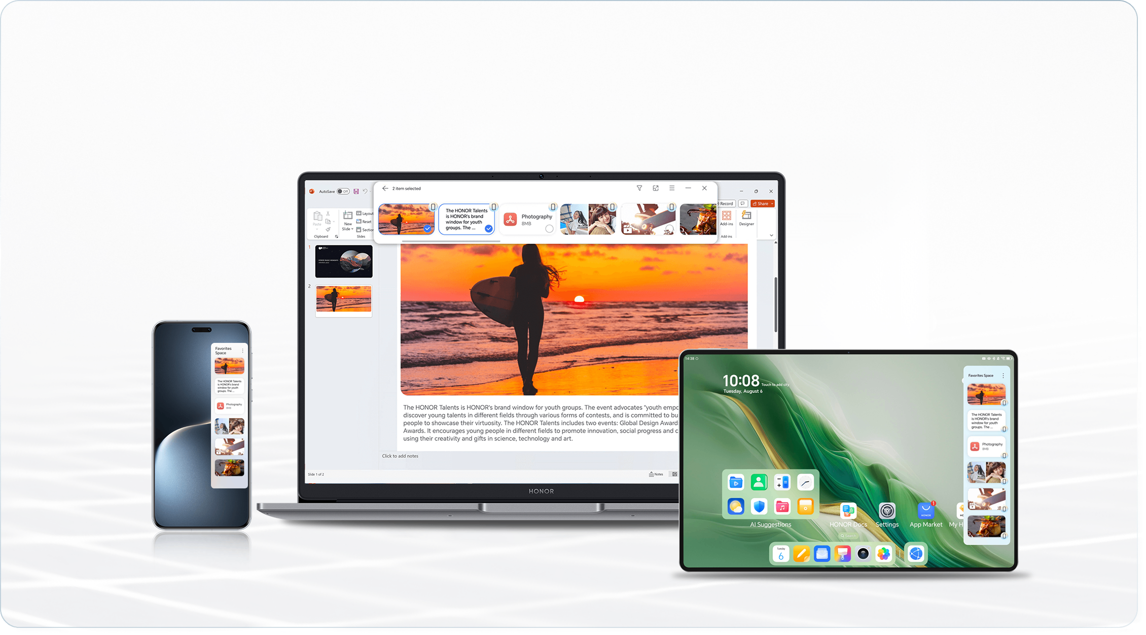 HONOR AI WorkStation, Global Favorite,and HONOR Notes, an all-round enhancement of your productivity. 2