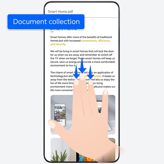 Swipe down with three fingers to collect everything