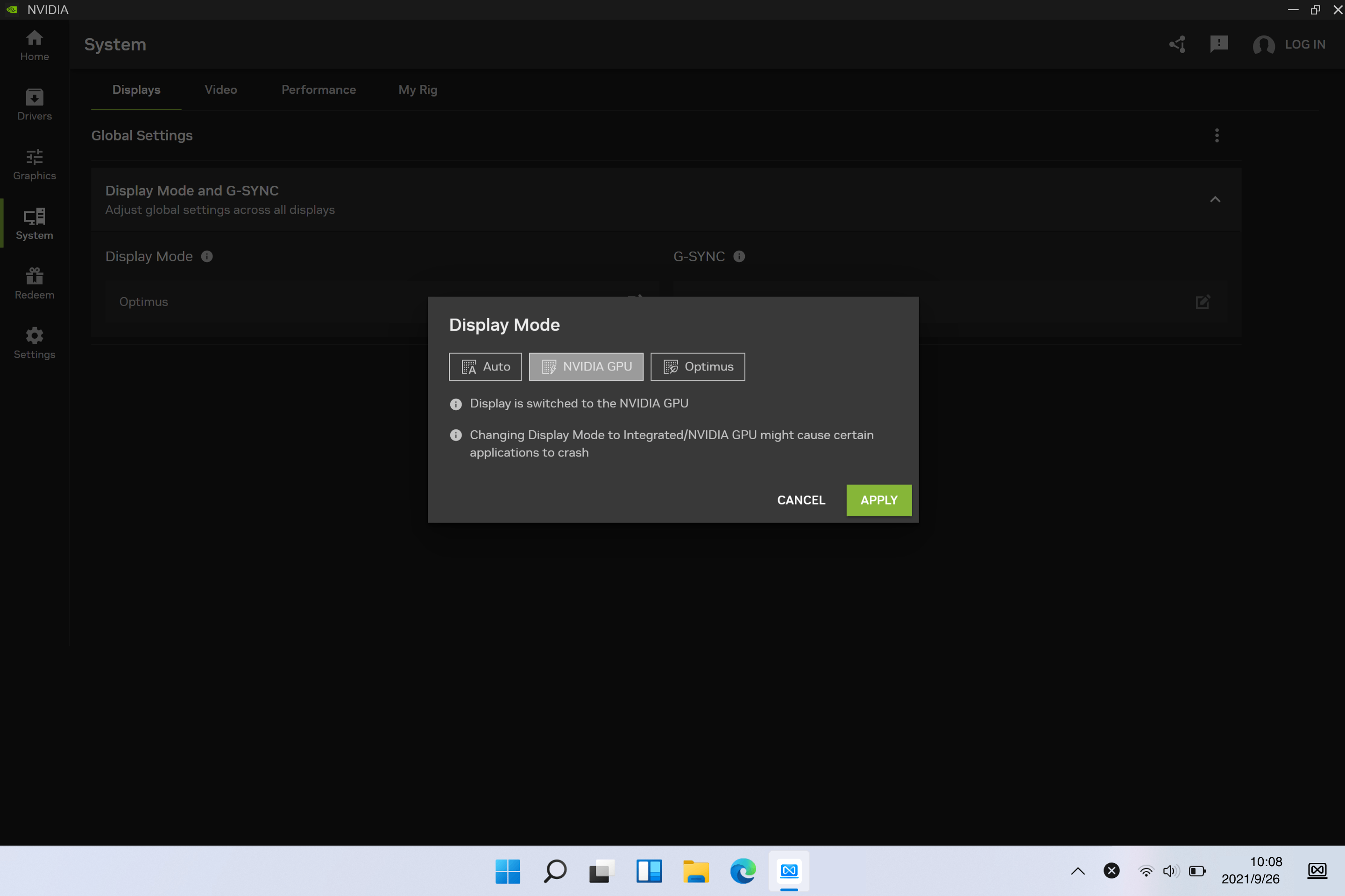 Application scenarios for Dual graphics card mode 6