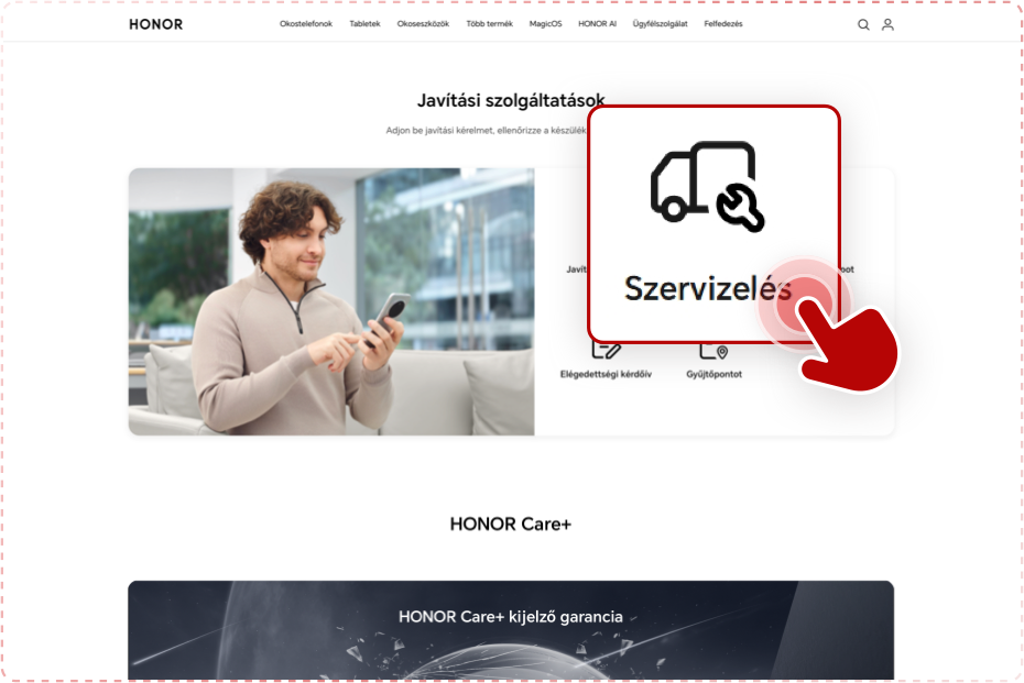  jelezd nekünk az Ügyfélszolgálat – Szervizelés menü alatt