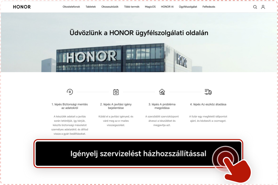 jelezd nekünk az Ügyfélszolgálat – Szervizelés menü alatt.