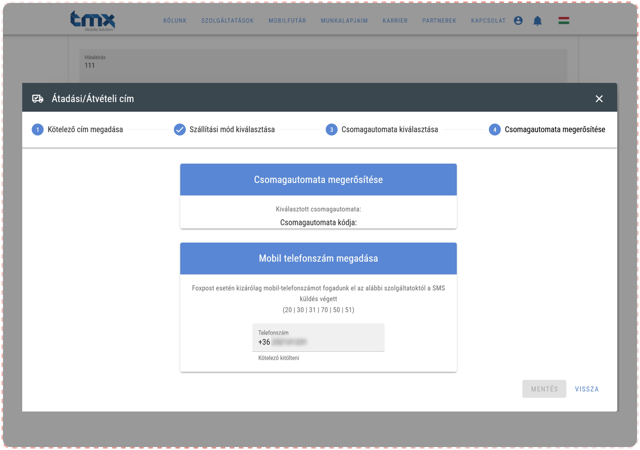 Válaszd ki a neked megfelelőt, add meg a telefonszámodat, és SMS-ben kapsz egy kézbesítési kódot.