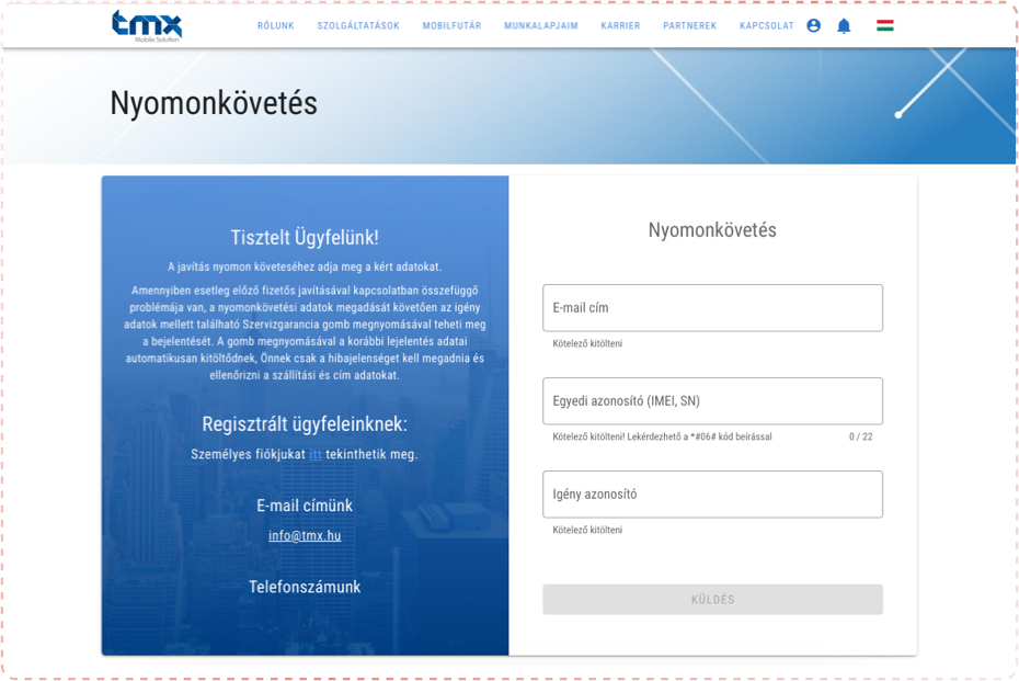  Ezután a magyar HONOR Service Supporton ellenőrizheti a javítás előrehaladását.
