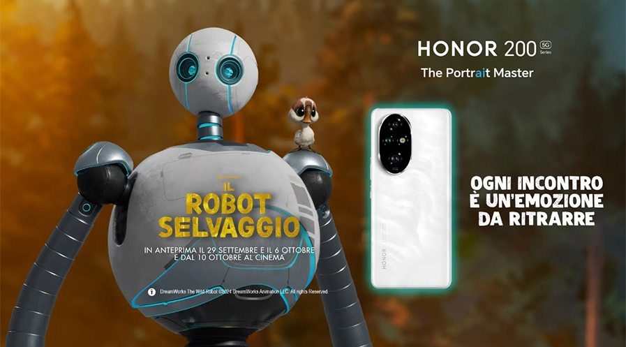 HONOR collabora al lancio del film "Il Robot Selvaggio" con la serie HONOR 200