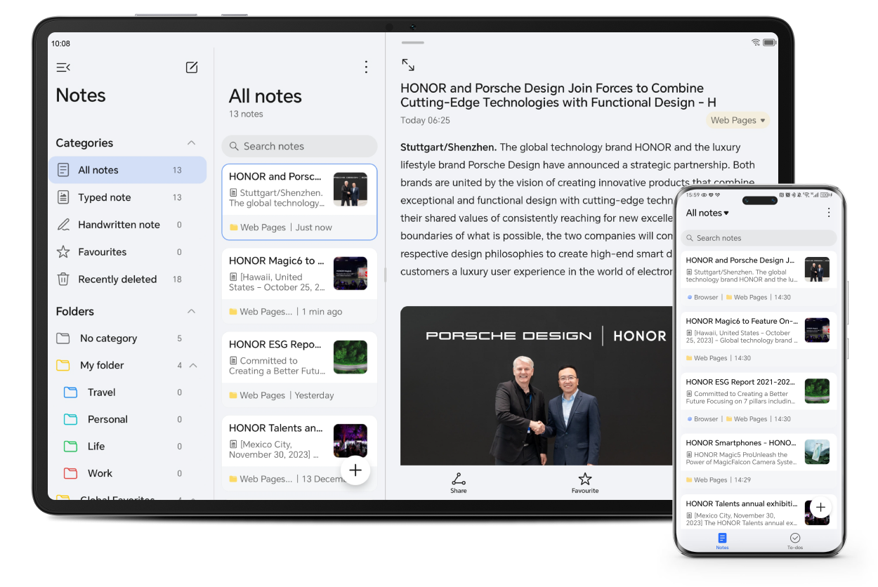 App connessa, 
                                      per continuare il lavoro sul tablet
