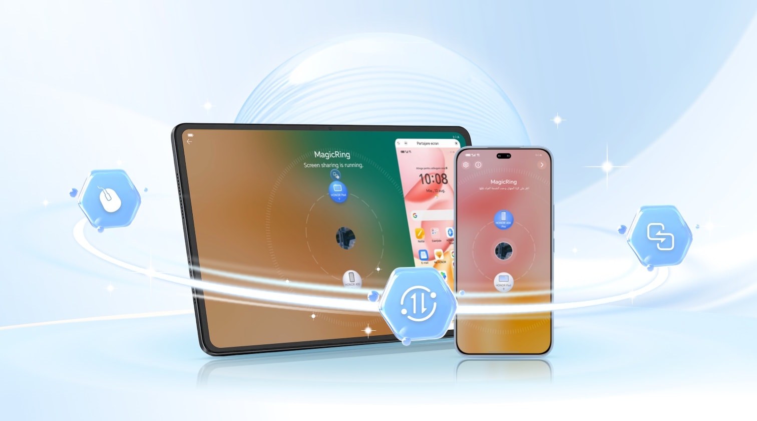 مشاركة الشاشة على جميع الأجهزة باستخدام HONOR MagicRing