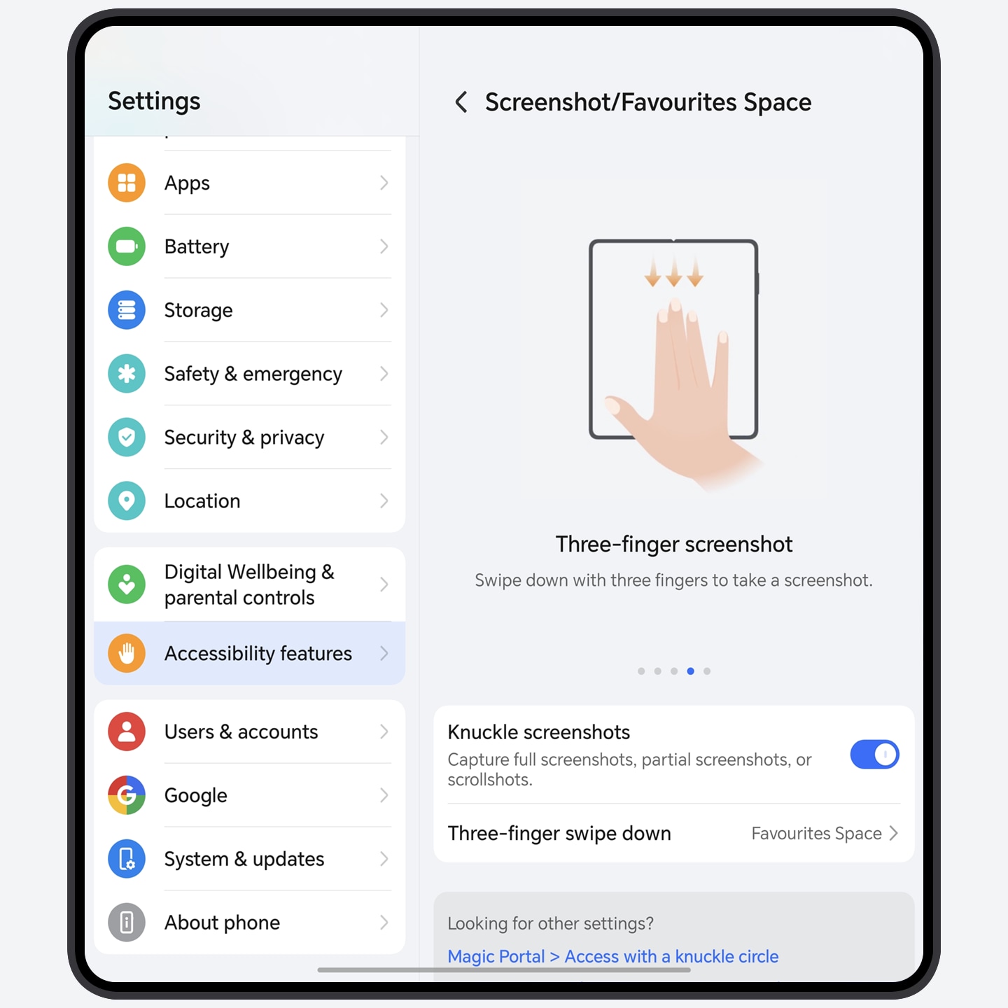 Swipe down with three fingers to collect everything