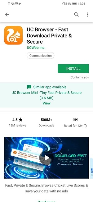 Fast Download Apps on Play Store with UC Browser- UC Browser