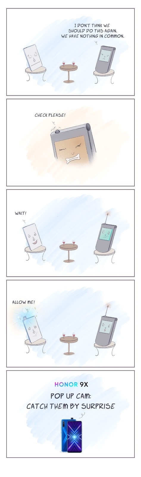 HONOR 9X Comics- Pop up with Surprise: Front Camera Design