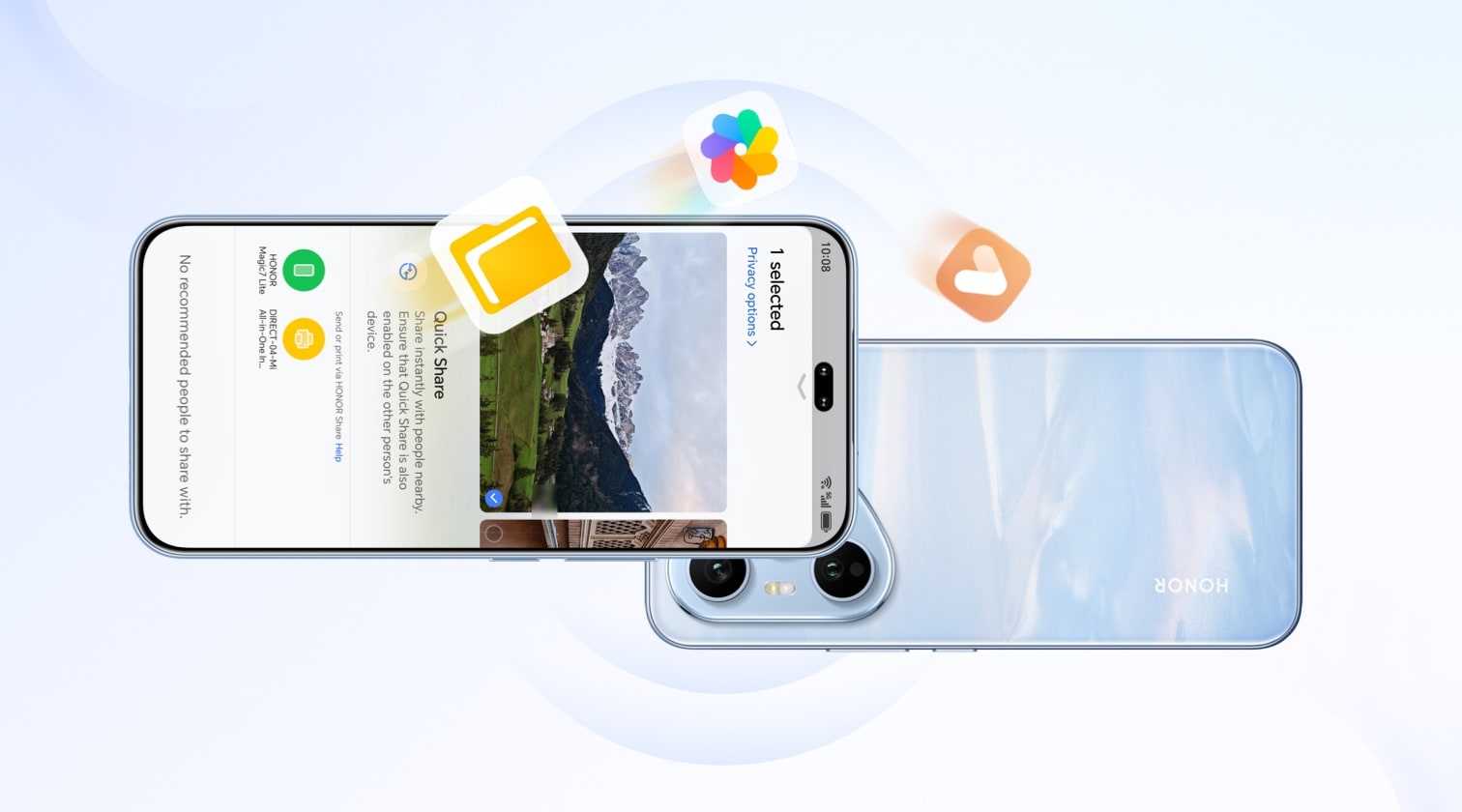 Use Quick Share. File transfer between HONOR phone and Android devices