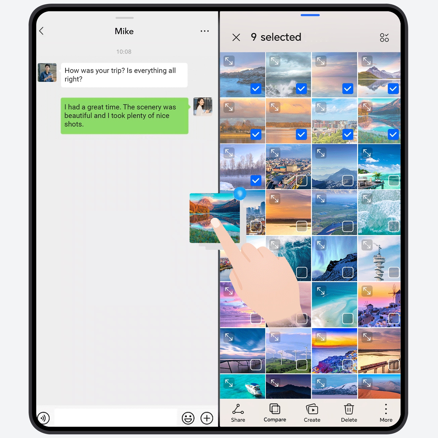 Split-screen, using two apps side by side