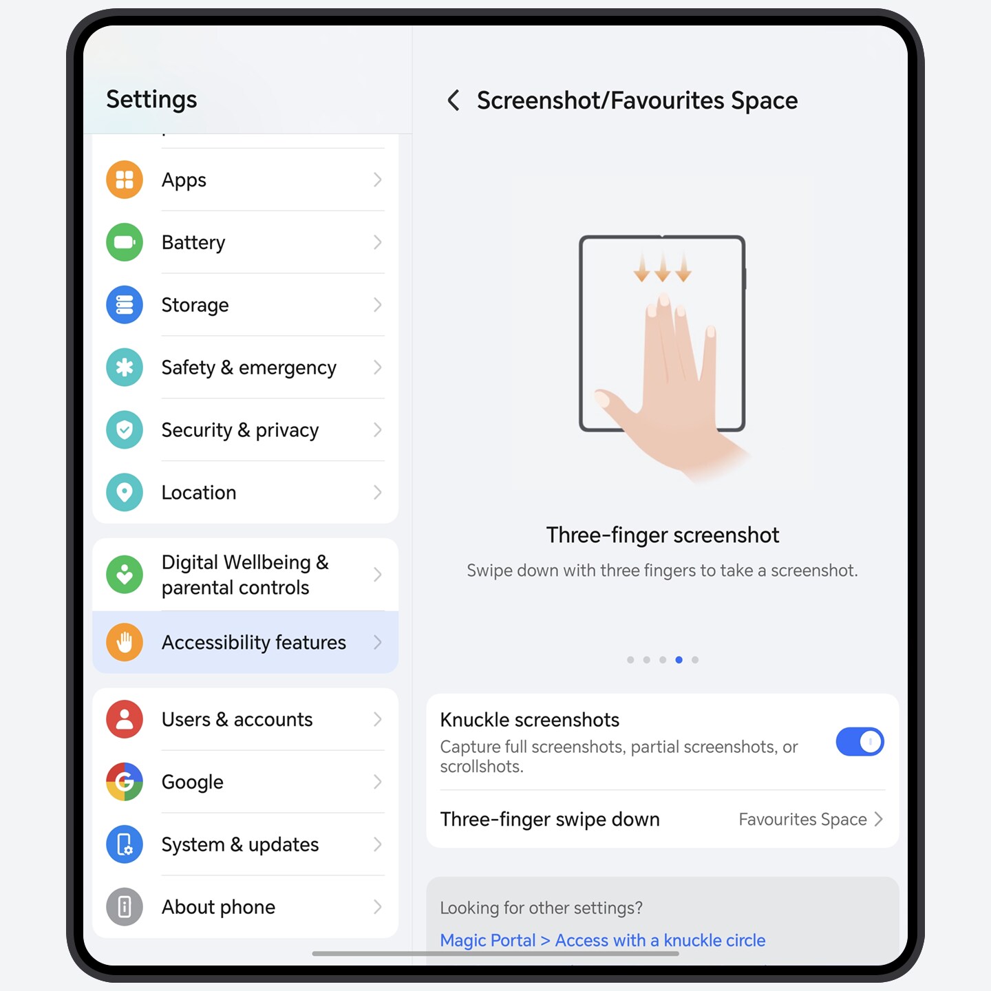 Swipe down with three fingers to collect everything
