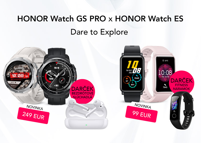 Prvé outdoorové hodinky HONOR Watch GS Pro a našľapané fitness hodinky HONOR Watch ES  kúpite oddnes aj na Slovensku!